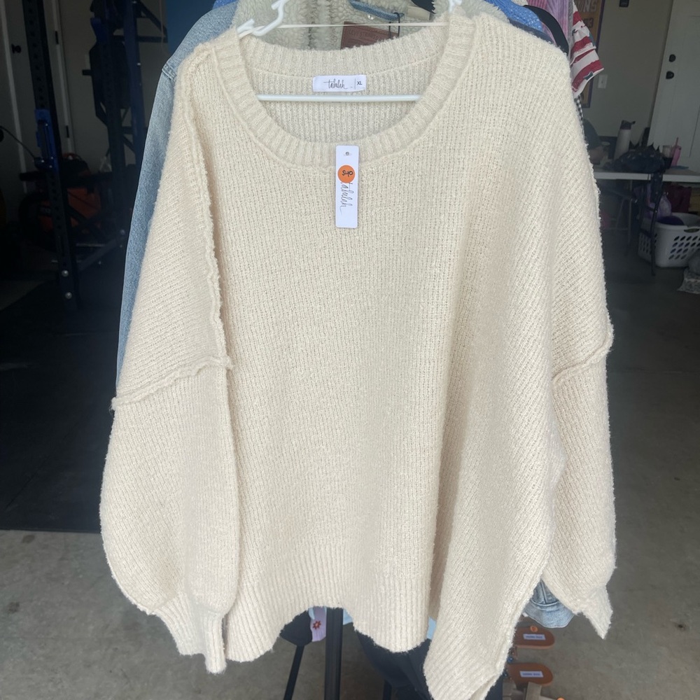Talulah Cream Chunky Knit Crew Neck Sweater